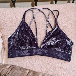 PINK Blue Crushed Velvet Bralette 💙